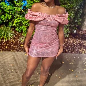 Elegant Pink Off-Shoulder Dress